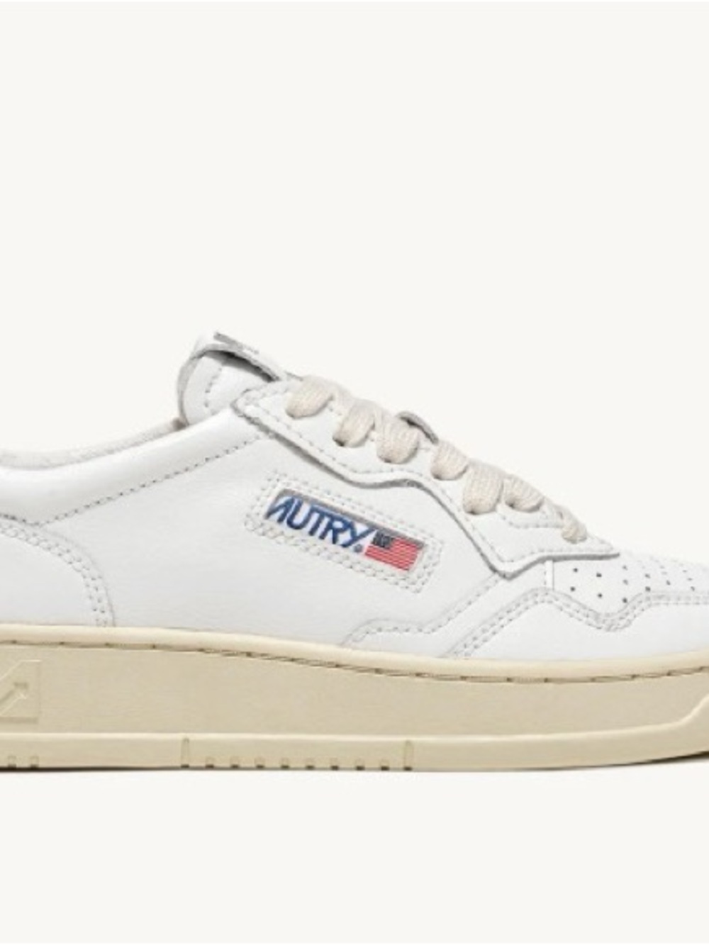 Autry Women's White Leather Low-Top Sneaker with Cream Sole